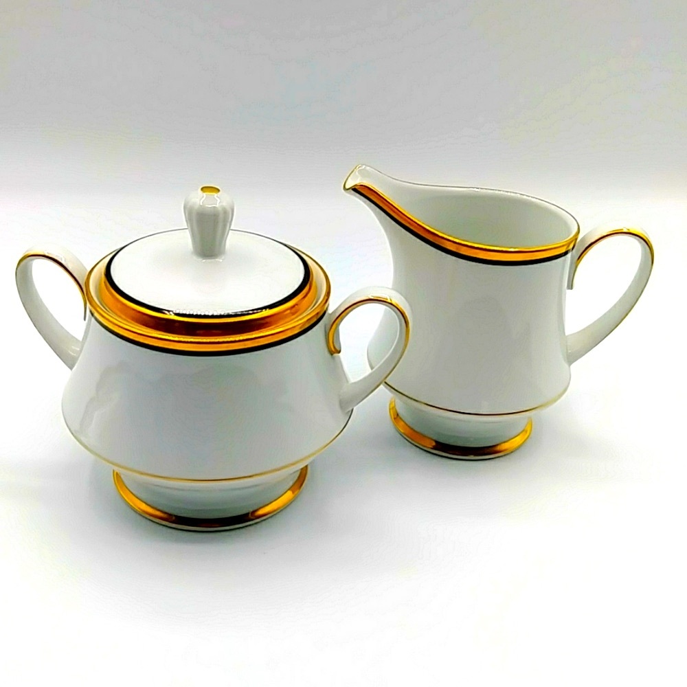 🎩HP! Noritake Élysée Creamer & Sugar w/lid. 6914. Vintage